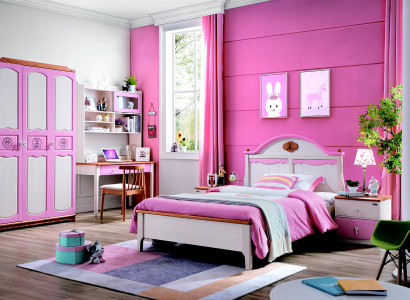 Modern closet dresser table wood 5-piece bedroom youth children's room set